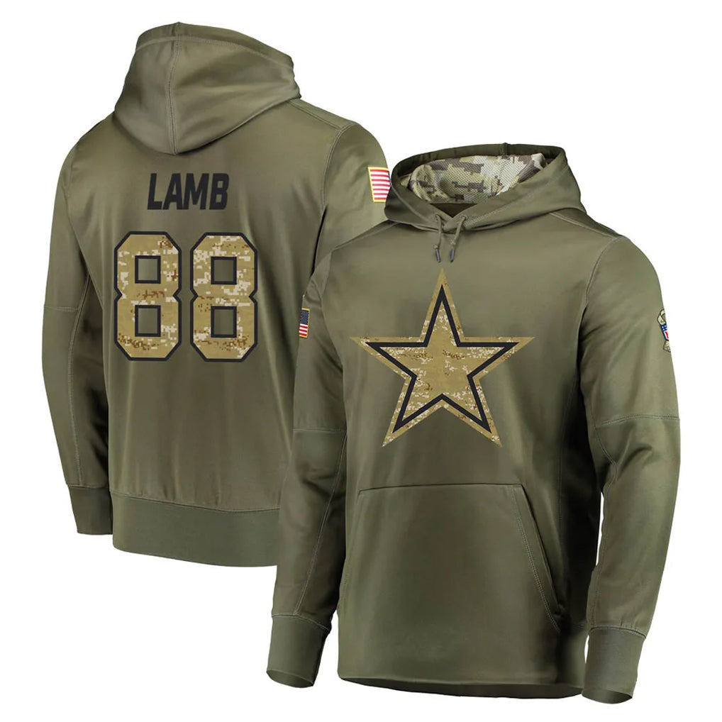 Crovyle D.Cowboys #88 CeeDee Lamb Player Olive Salute to Service Pullover Hoodies Home Game Stitched Jerseys