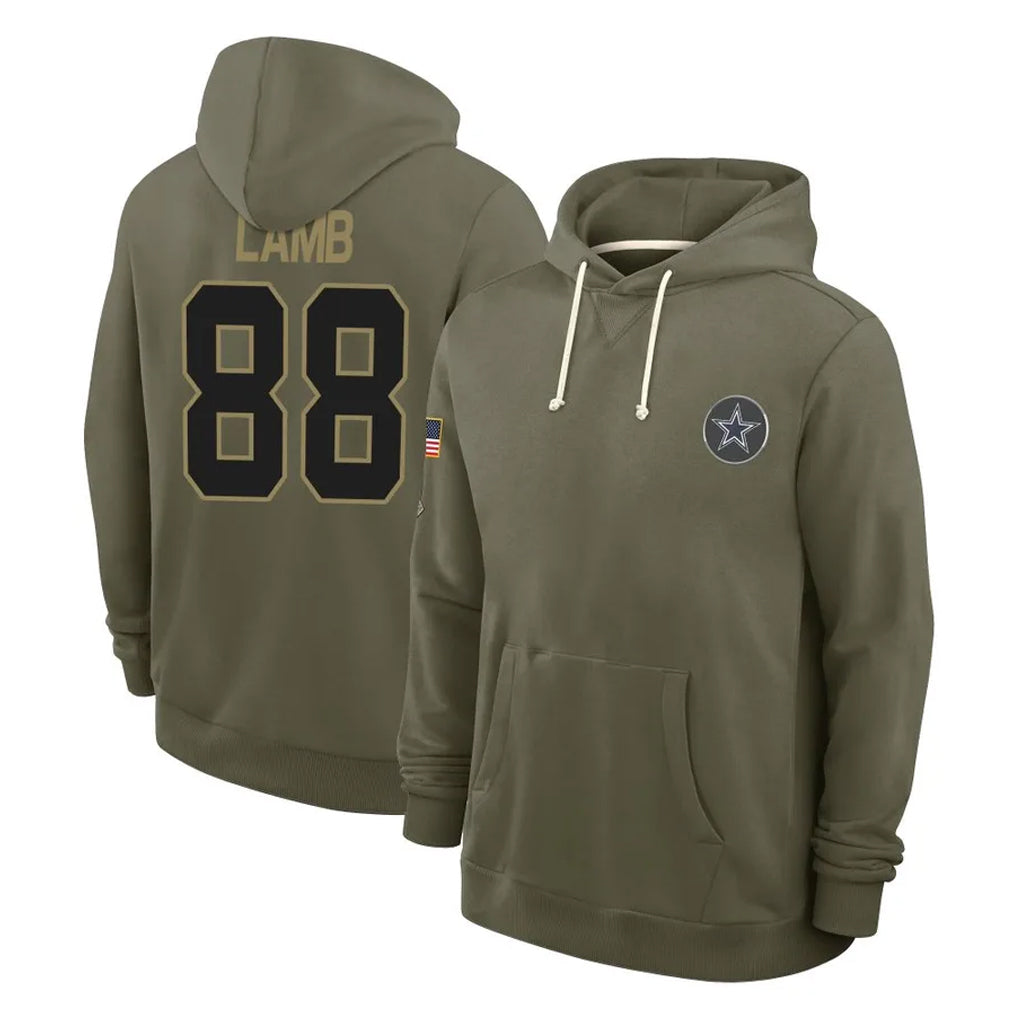 Crovyle D.Cowboys #88 CeeDee Lamb Player Olive Salute to Service Pullover Hoodies Limited Stitched Jerseys