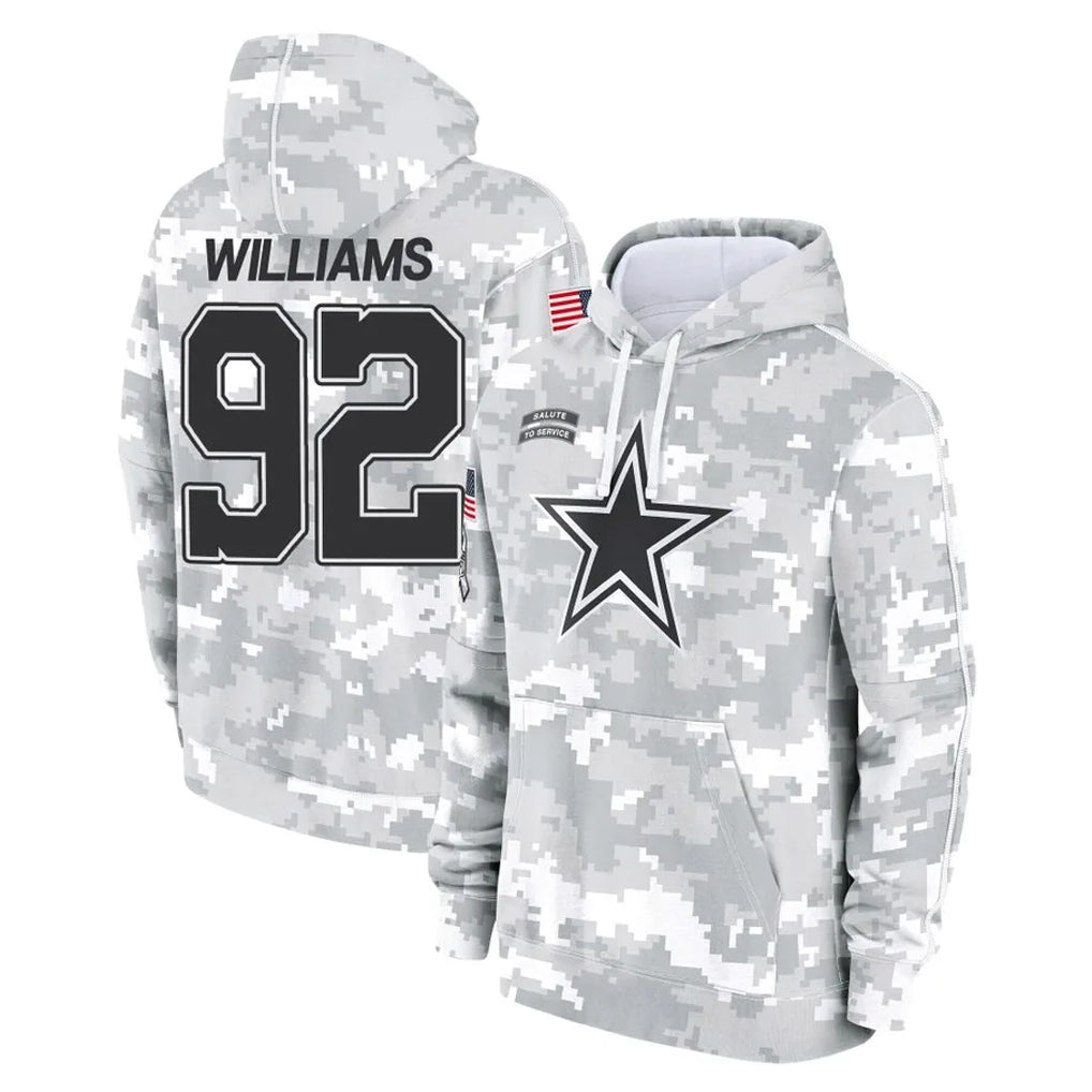 Crovyle D.Cowboys #92 Quinnen Williams Player Arctic Camo Salute to Service Hoodies Limited Game Stitched Jerseys