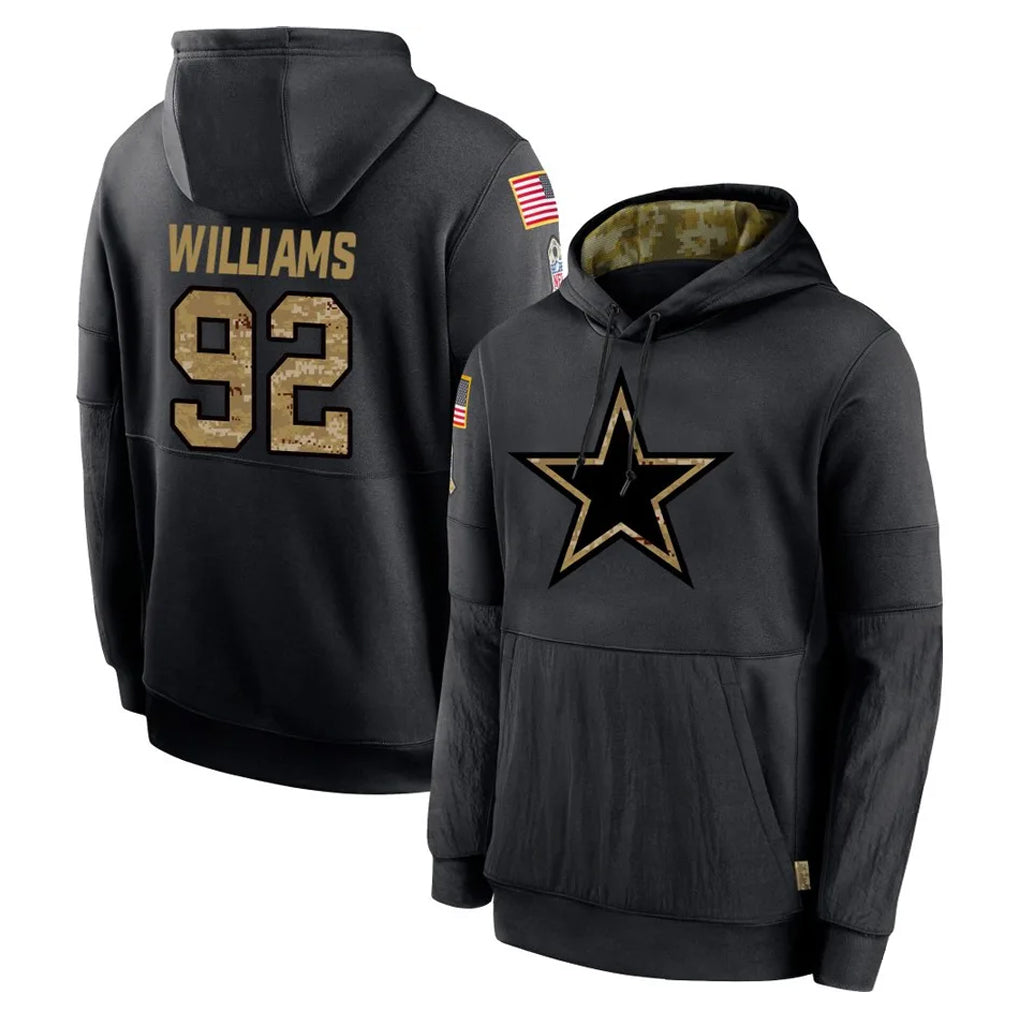 Crovyle D.Cowboys #92 Quinnen Williams Player Black Salute to Service Pullover Hoodies Limited Stitched Jerseys