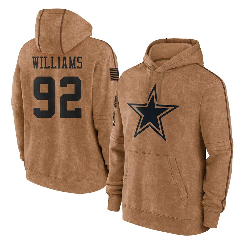 Crovyle D.Cowboys #92 Quinnen Williams Player Brown Salute to Service Hoodies Limited Game Stitched Jerseys