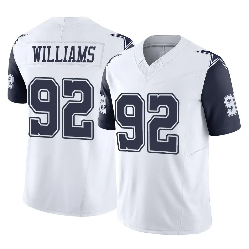 Crovyle D.Cowboys #92 Quinnen Williams Player White-Navy Limited Vapor F.U.S.E. Home Game Stitched Jerseys