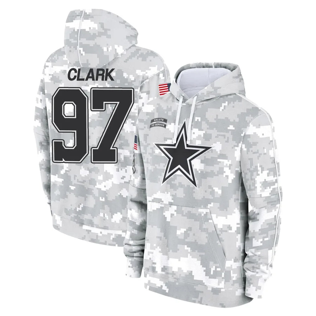 Crovyle D.Cowboys #97 Kenny Clark Player Arctic Camo Salute to Service Hoodies Limited Game Stitched Jerseys