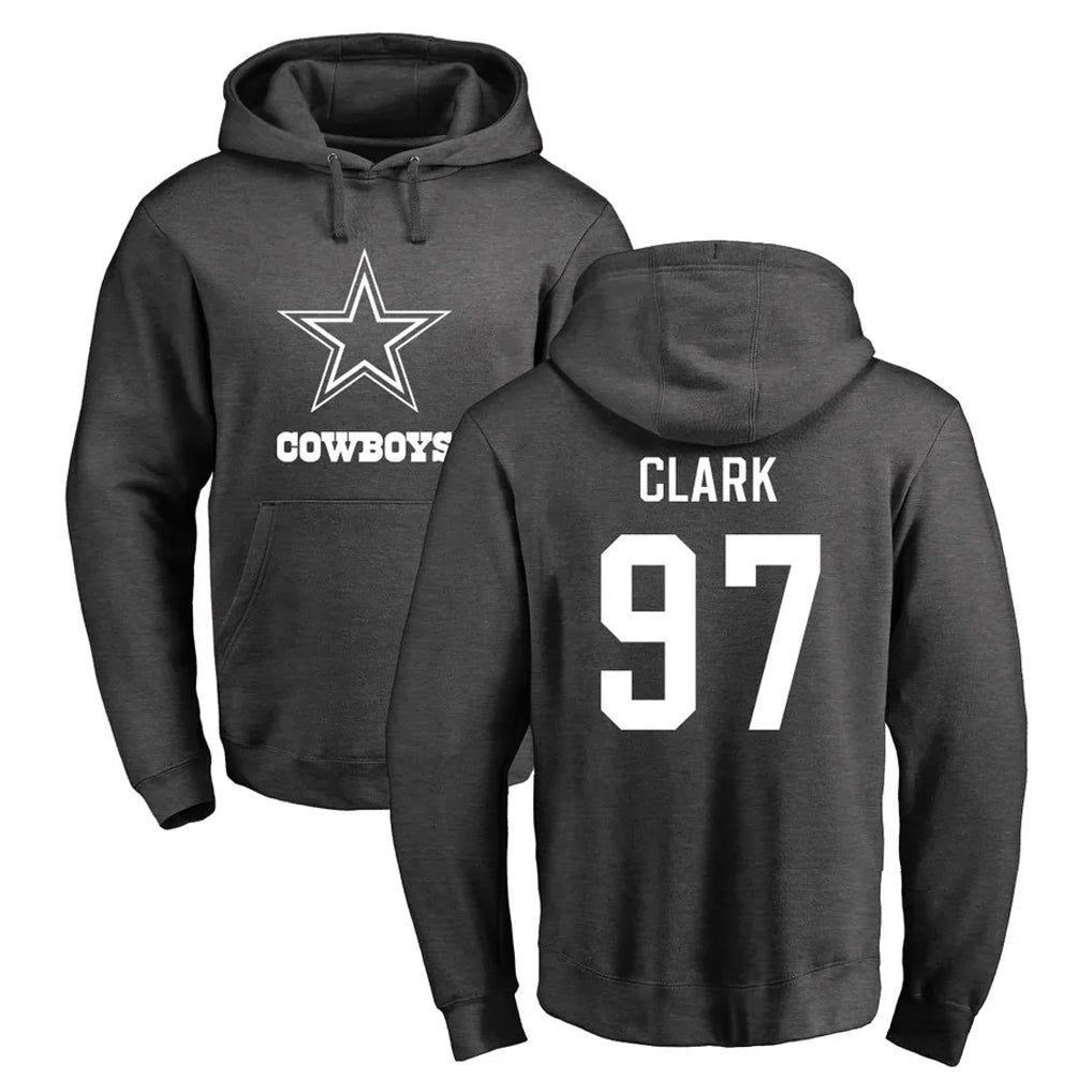 Crovyle D.Cowboys #97 Kenny Clark Player Ash One Color Pullover Hoodie Limited Stitched Jerseys