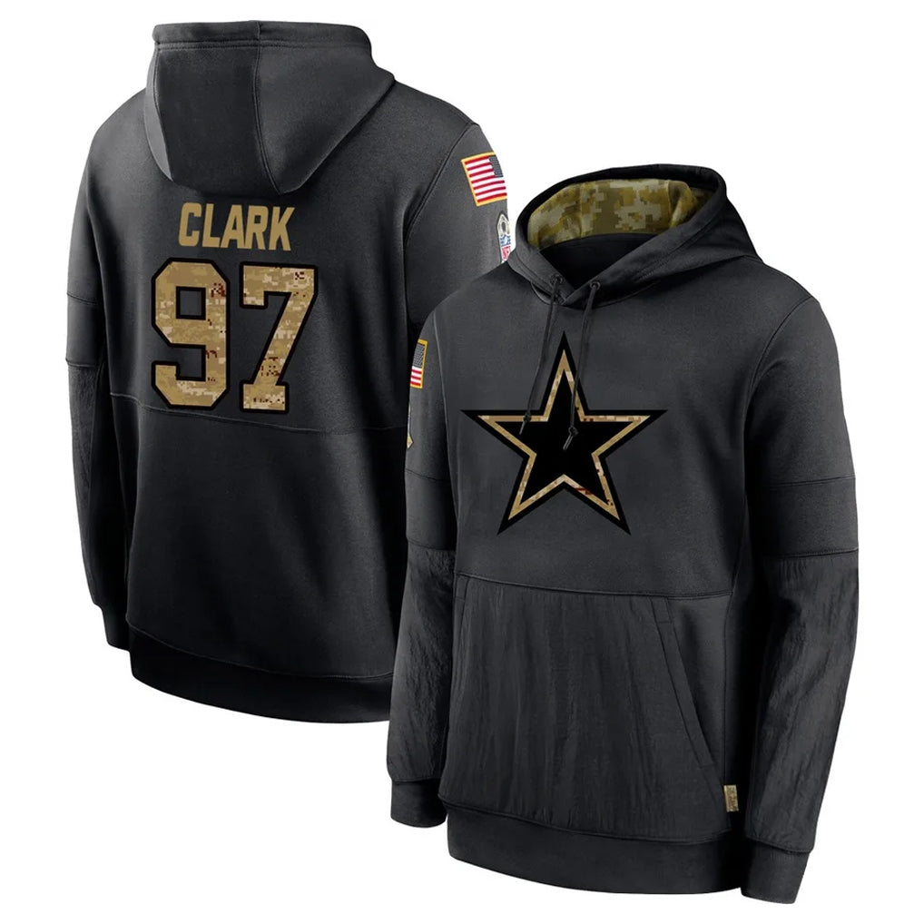 Crovyle D.Cowboys #97 Kenny Clark Player Black Salute to Service Pullover Hoodies Limited Stitched Jerseys