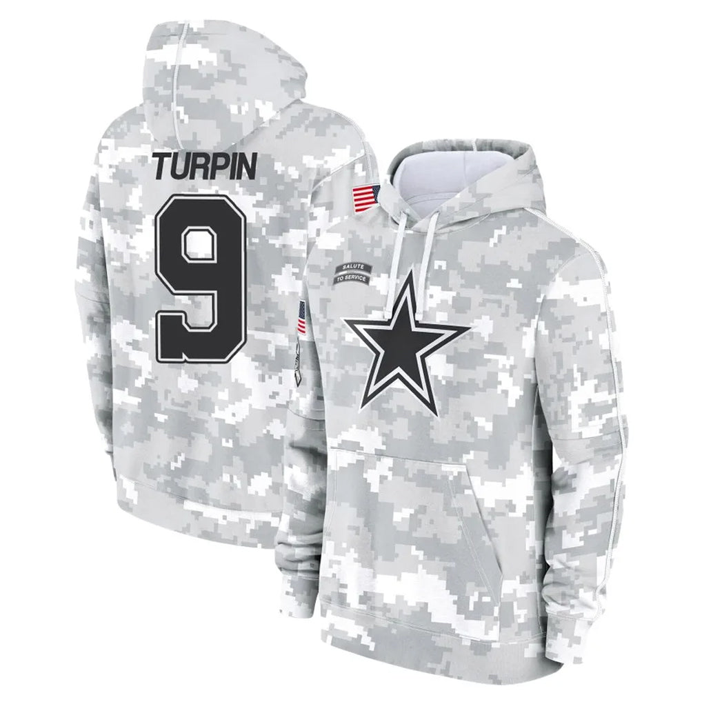 Crovyle D.Cowboys #9 KaVontae Turpin Player Arctic Camo Salute to Service Hoodies Limited Game Stitched Jerseys