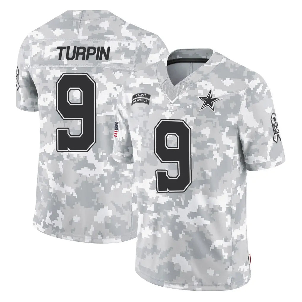 Crovyle D.Cowboys #9 KaVontae Turpin Player Arctic Camo Salute to Service Limited Home Game Stitched Jerseys