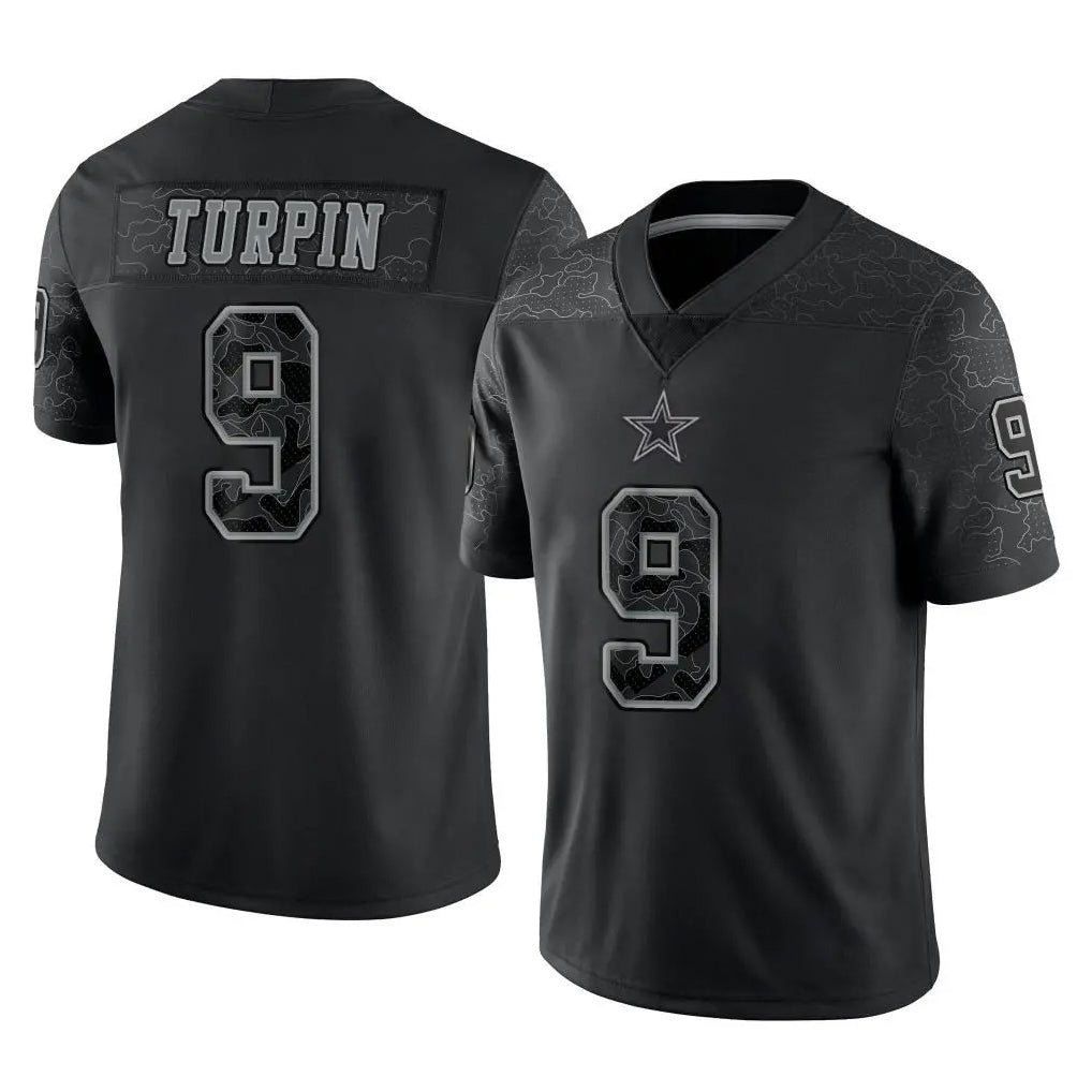 Crovyle D.Cowboys #9 KaVontae Turpin Player Black Limited Reflective Home Game Stitched Jerseys