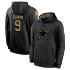 Crovyle D.Cowboys #9 KaVontae Turpin Player Black Salute to Service Pullover Hoodies Limited Stitched Jerseys