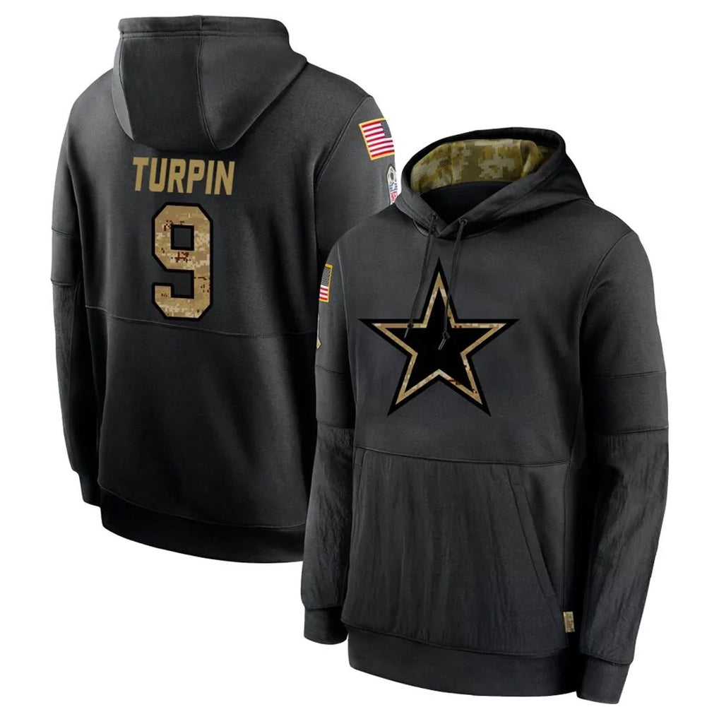 Crovyle D.Cowboys #9 KaVontae Turpin Player Black Salute to Service Pullover Hoodies Limited Stitched Jerseys