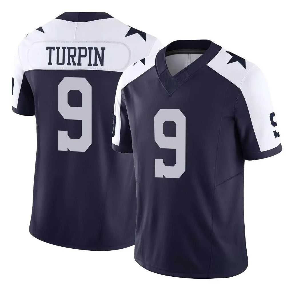 Crovyle D.Cowboys #9 KaVontae Turpin Player Navy-White Limited Alternate Vapor F.U.S.E. Home Game Stitched Jerseys