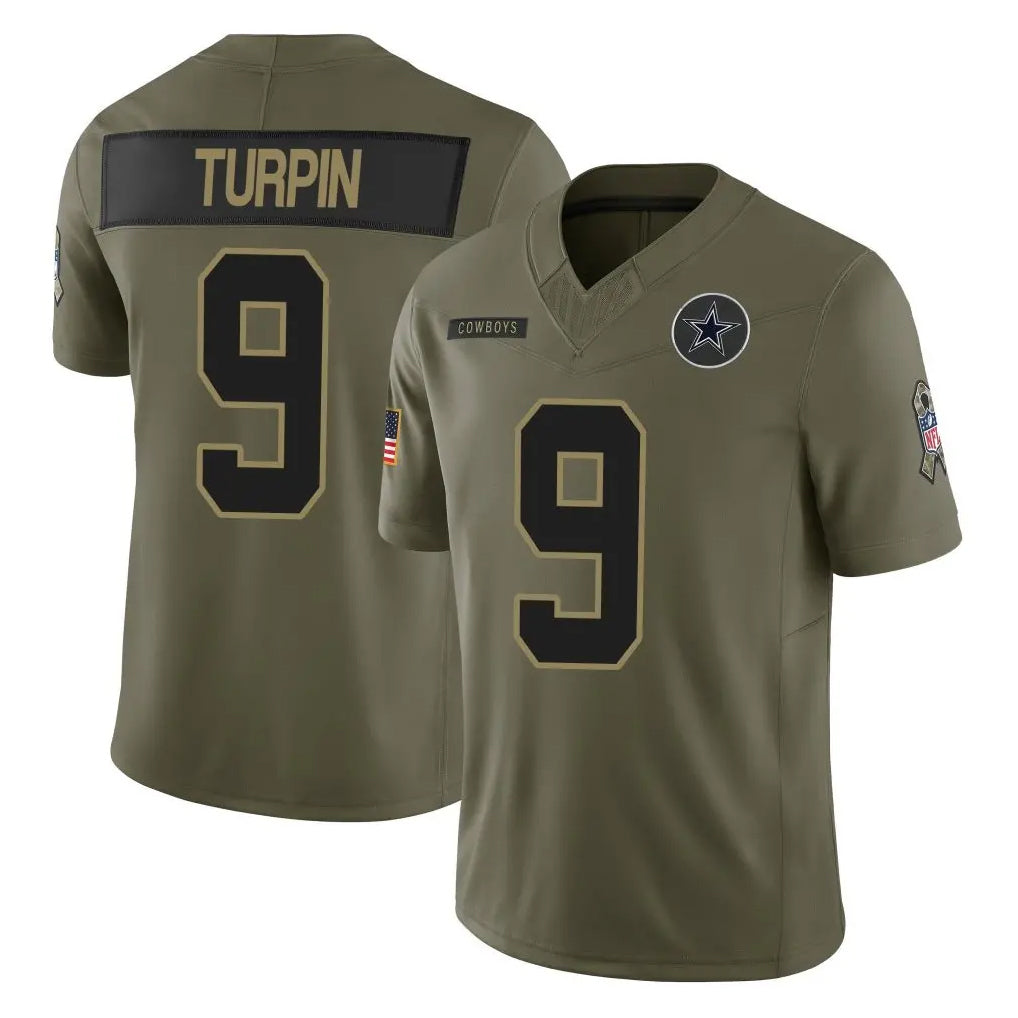 Crovyle D.Cowboys #9 KaVontae Turpin Player Olive 2025 Salute to Service Limited Home Game Stitched Jerseys