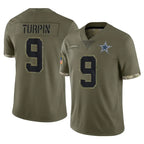 Crovyle D.Cowboys #9 KaVontae Turpin Player Olive Salute to Service Limited Game Stitched Jerseys