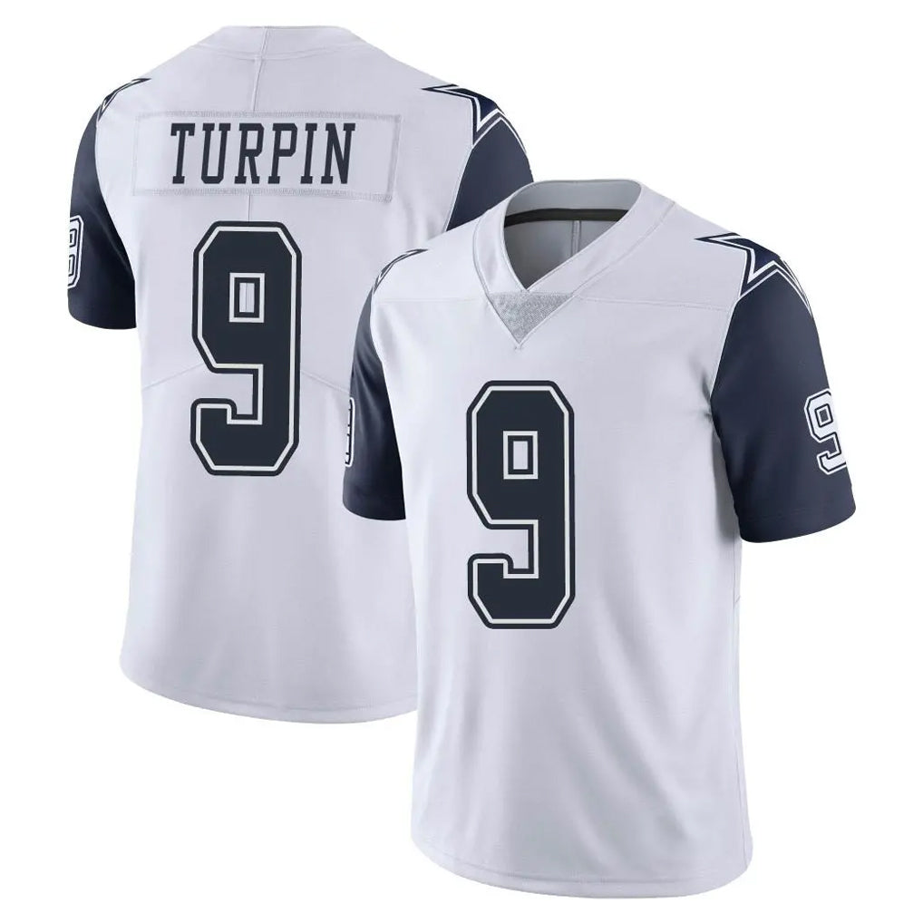 Crovyle D.Cowboys #9 KaVontae Turpin Player White-Navy Limited Color Rush Vapor Untouchable Home Game Stitched Jerseys