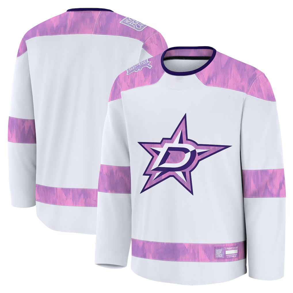 Crovyle D.Stars White 2024 Hockey Fights Cancer Practice Jerseys