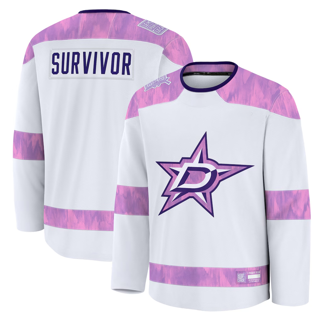 Crovyle D.Stars White Hockey Fights Cancer Survivor Practice Jerseys