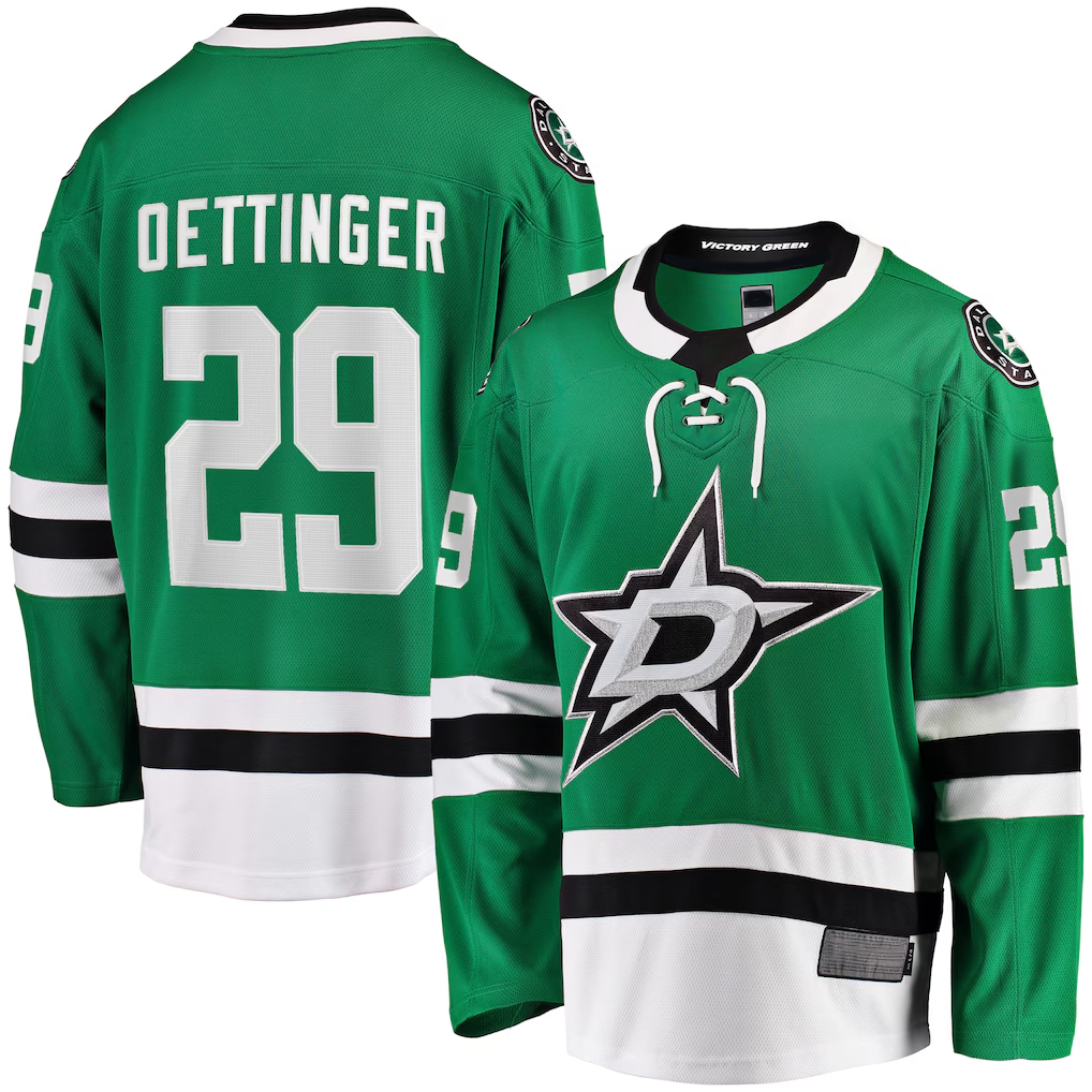 Crovyle D.Stars #29 Jake Oettinger Kelly Green Home Breakaway Player Jerseys