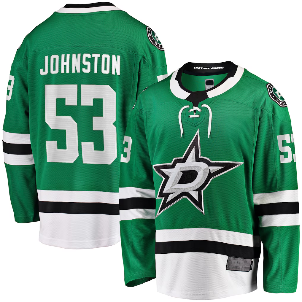 Crovyle D.Stars #53 Wyatt Johnston Kelly Green Home Breakaway Player Jerseys