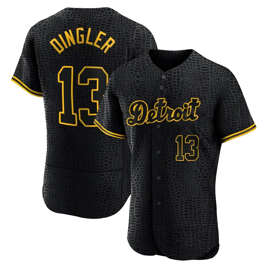 Crovyle D.Tigers #13 Dillon Dingler Player Black Snake Skin City Limited Elite Home Stitched Jerseys