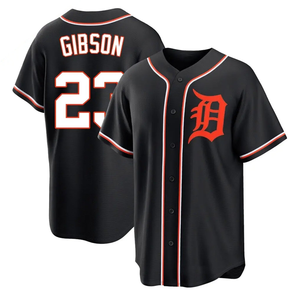 Crovyle D.Tigers #23 Kirk Gibson Player Black Fashion Out Home Game Stitched Jerseys