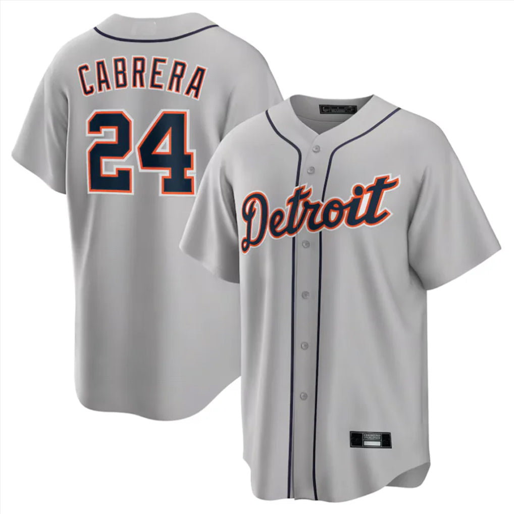 Crovyle D.Tigers #24 Miguel Cabrera Player Gray Home Game Stitched Jerseys
