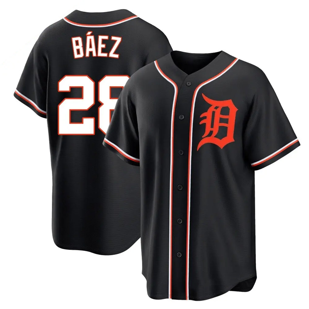Crovyle D.Tigers #28 Javier B¨¢ez Player Black Fashion Out Home Game Stitched Jerseys