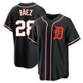 Crovyle D.Tigers #28 Javier B¨¢ez Player Black Fashion Out Home Game Stitched Jerseys