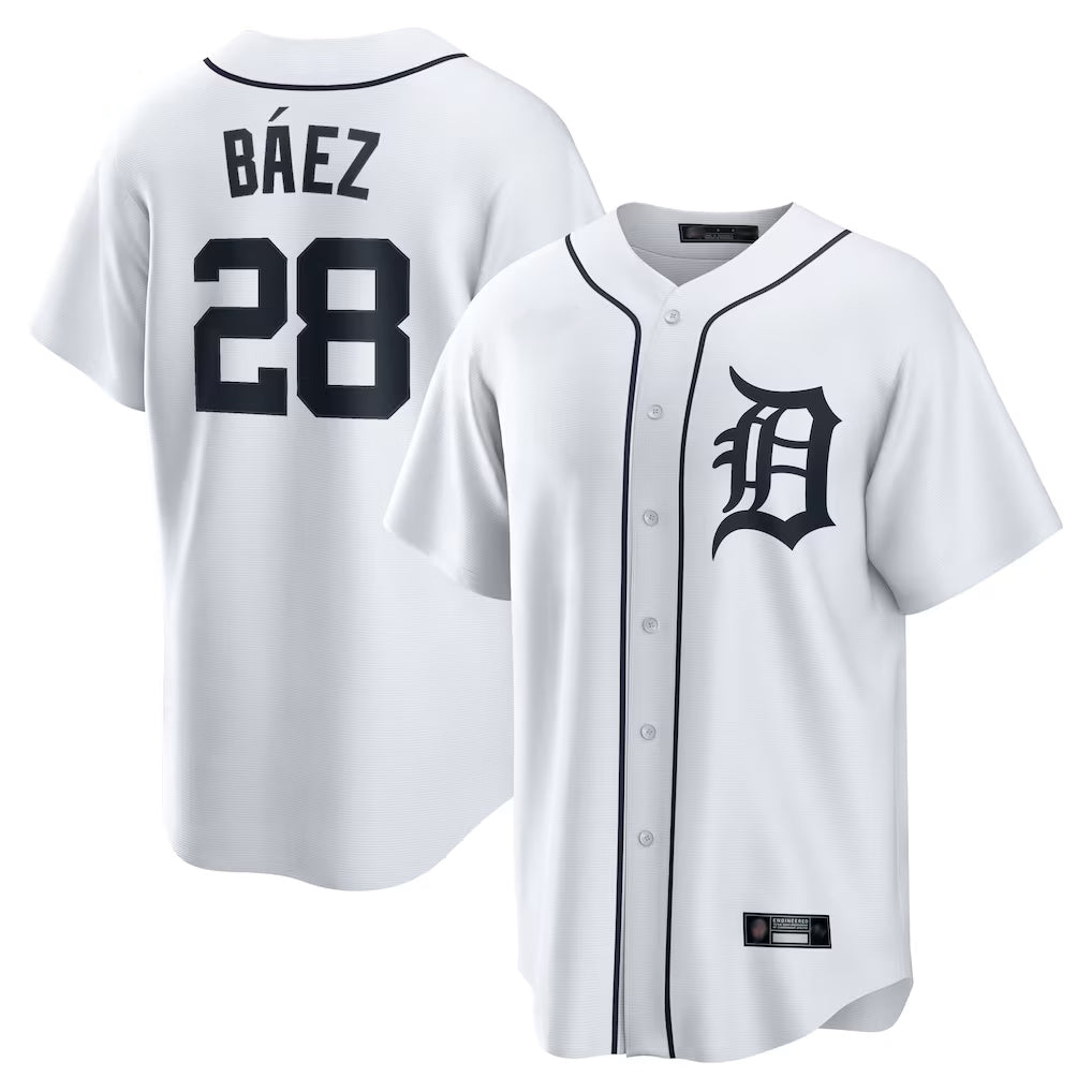 Crovyle D.Tigers #28 Javier B¨¢ez Player White Home Game Stitched Jerseys