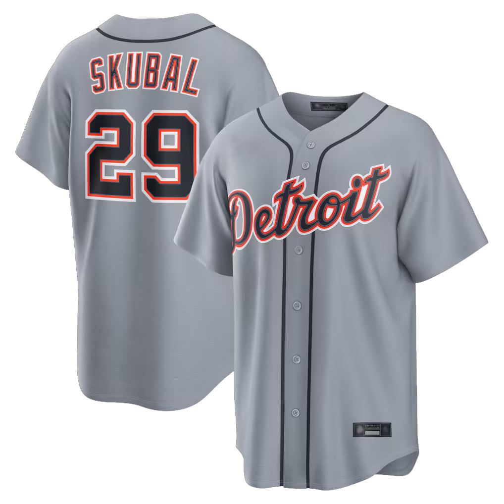 Crovyle D.Tigers #29 Tarik Skubal Player Gray Home Game Stitched Jerseys