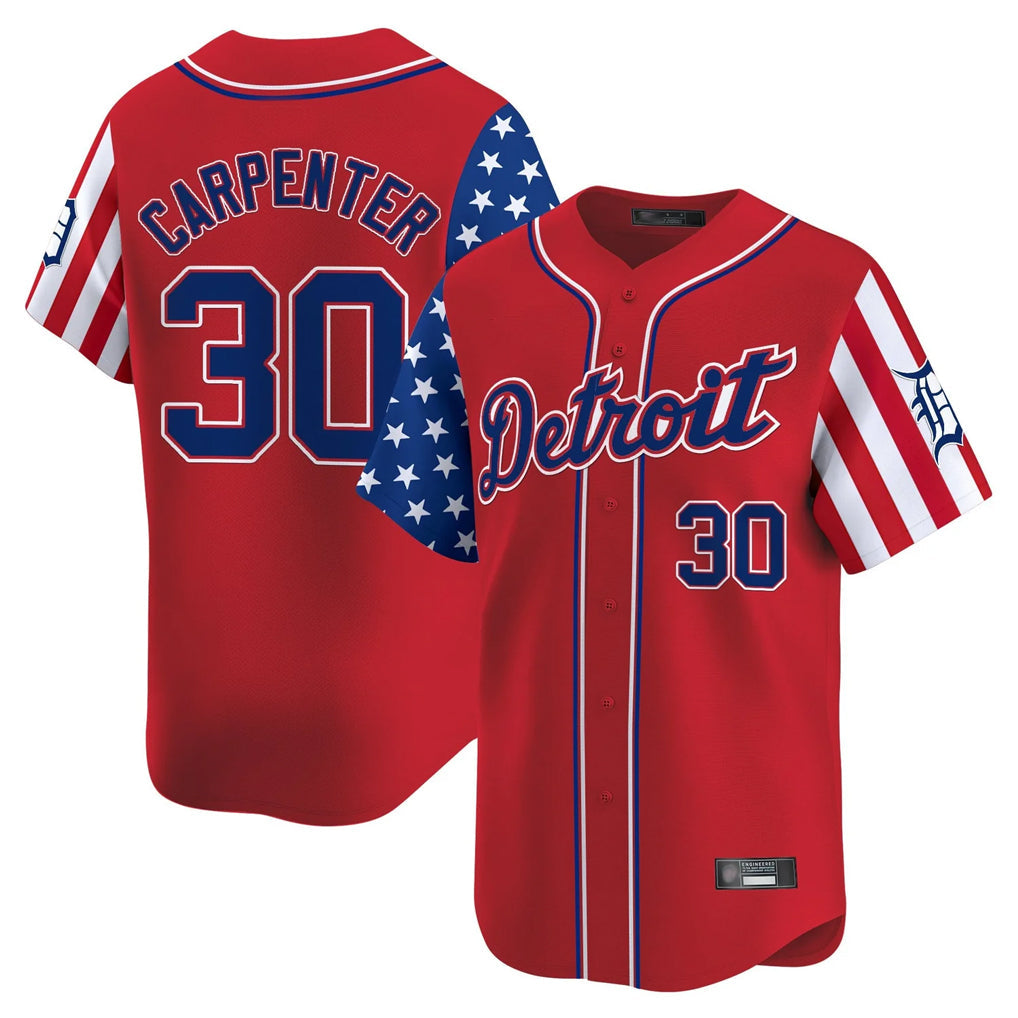 Crovyle D.Tigers #30 Kerry Carpenter Player Red Independence Day Vapor Premier Limited Stitched Jerseys
