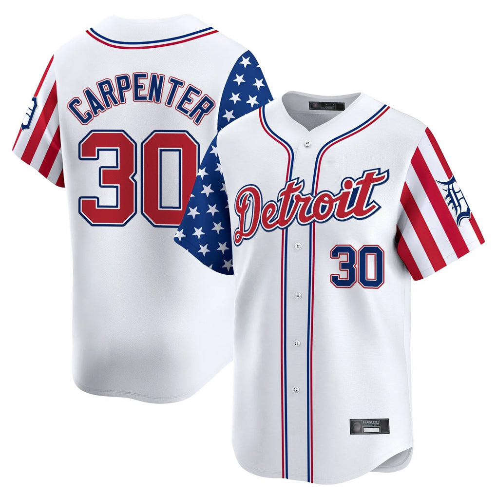 Crovyle D.Tigers #30 Kerry Carpenter Player White Independence Day Vapor Premier Limited Stitched Jerseys