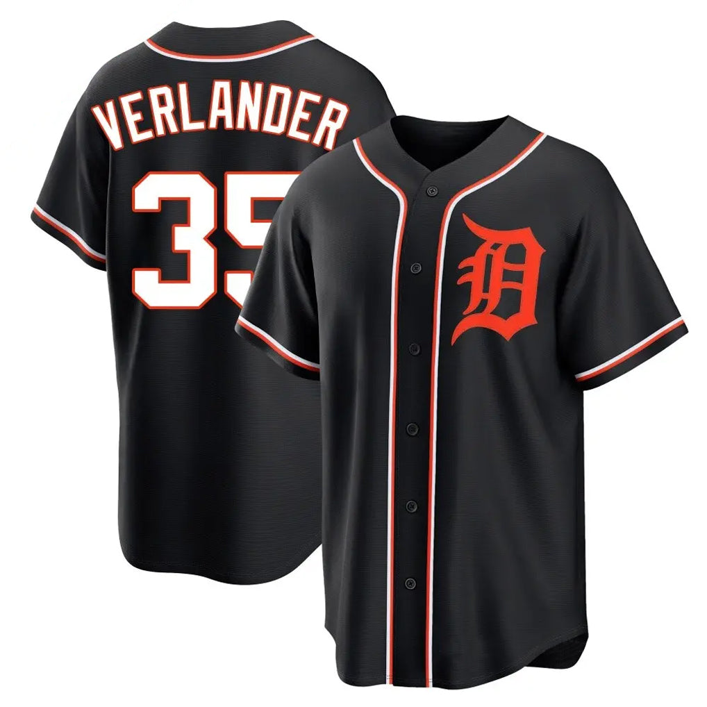 Crovyle D.Tigers #35 Justin Verlander Player Black Fashion Out Home Game Stitched Jerseys