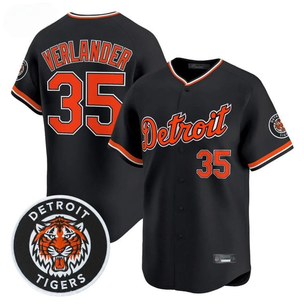 Crovyle D.Tigers #35 Justin Verlander Player Black Limited Home Stitched Jerseys