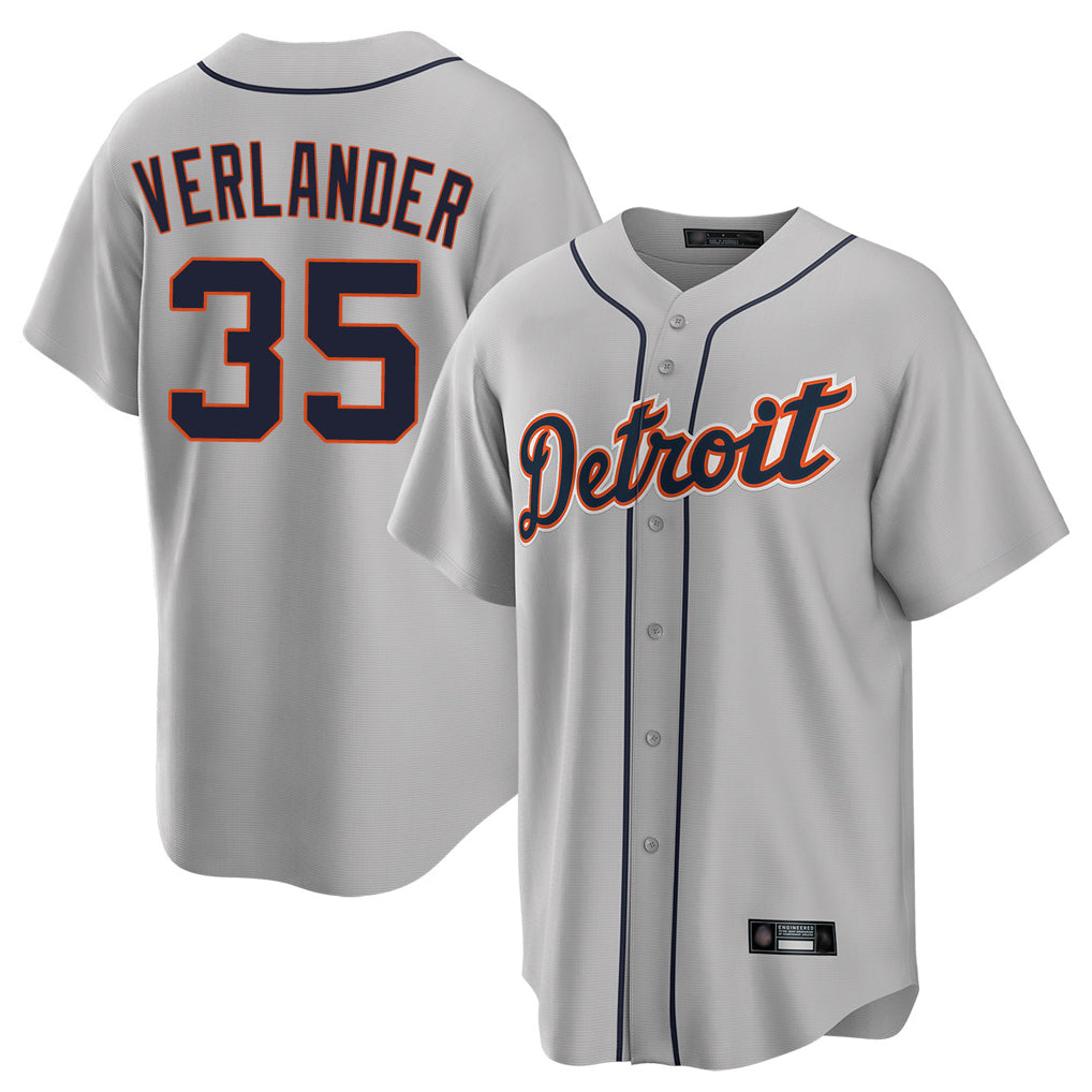Crovyle D.Tigers #35 Justin Verlander Player Gray Home Game Stitched Jerseys