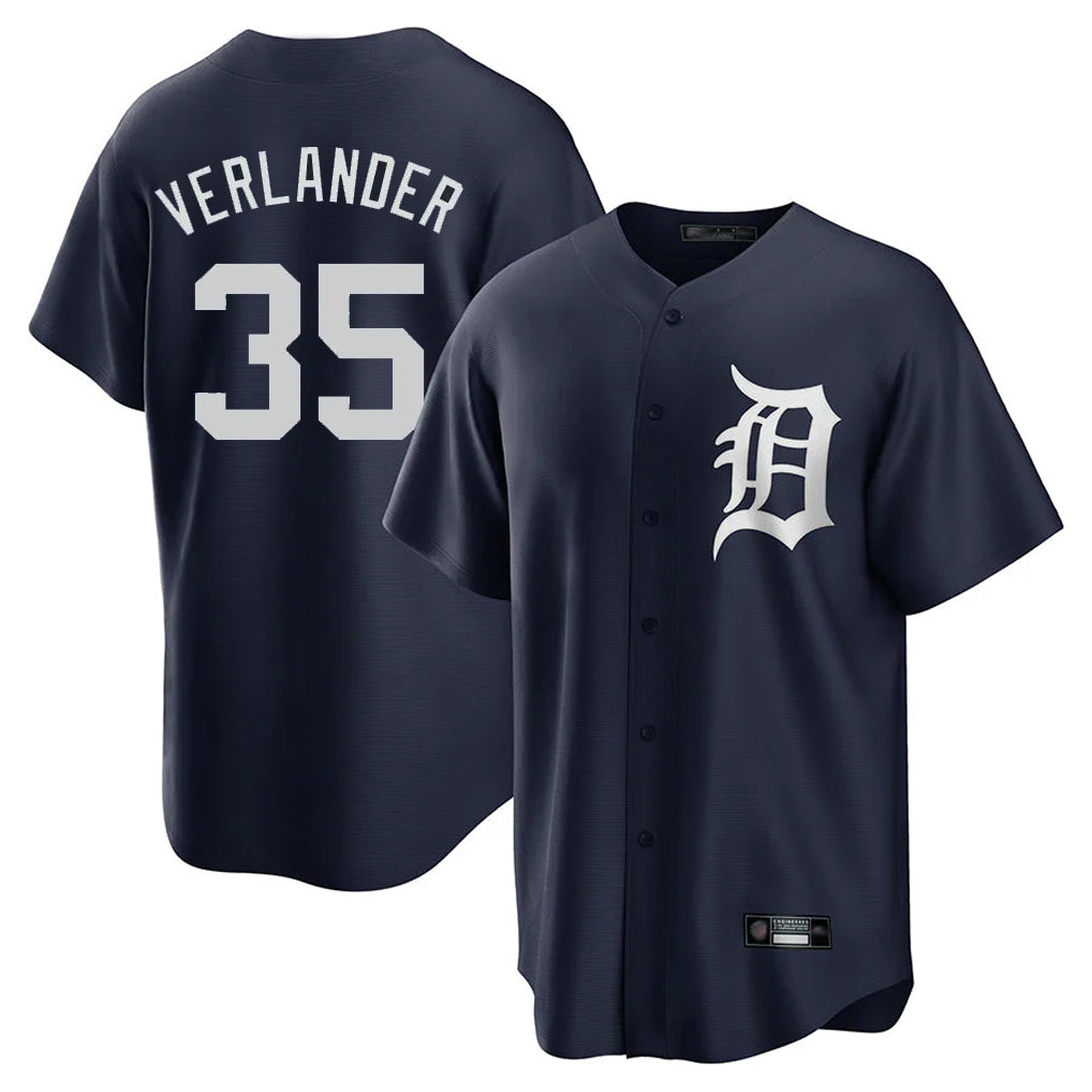 Crovyle D.Tigers #35 Justin Verlander Player Navy Game Home Stitched Jerseys