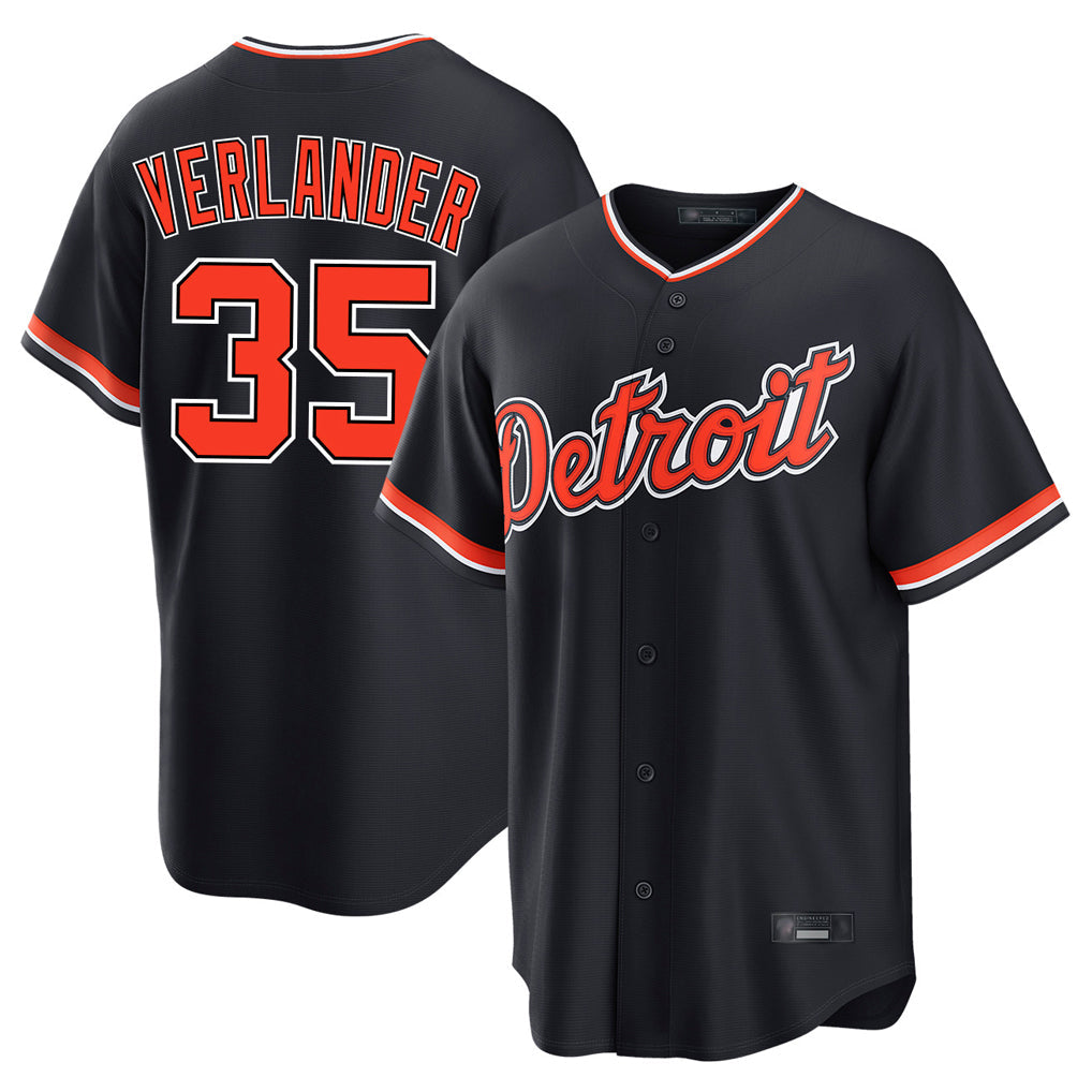 Crovyle D.Tigers #35 Justin Verlander Player Navy Home Game Stitched Jerseys