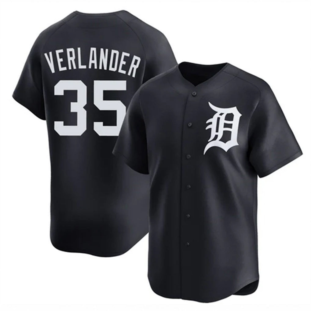 Crovyle D.Tigers #35 Justin Verlander Player Navy Home Limited Game Stitched Jerseys