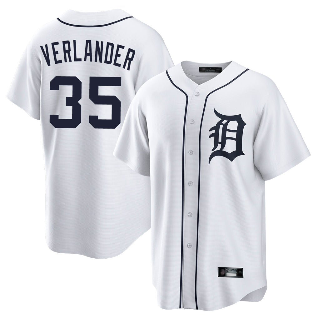 Crovyle D.Tigers #35 Justin Verlander Player White Home Game Stitched Jerseys