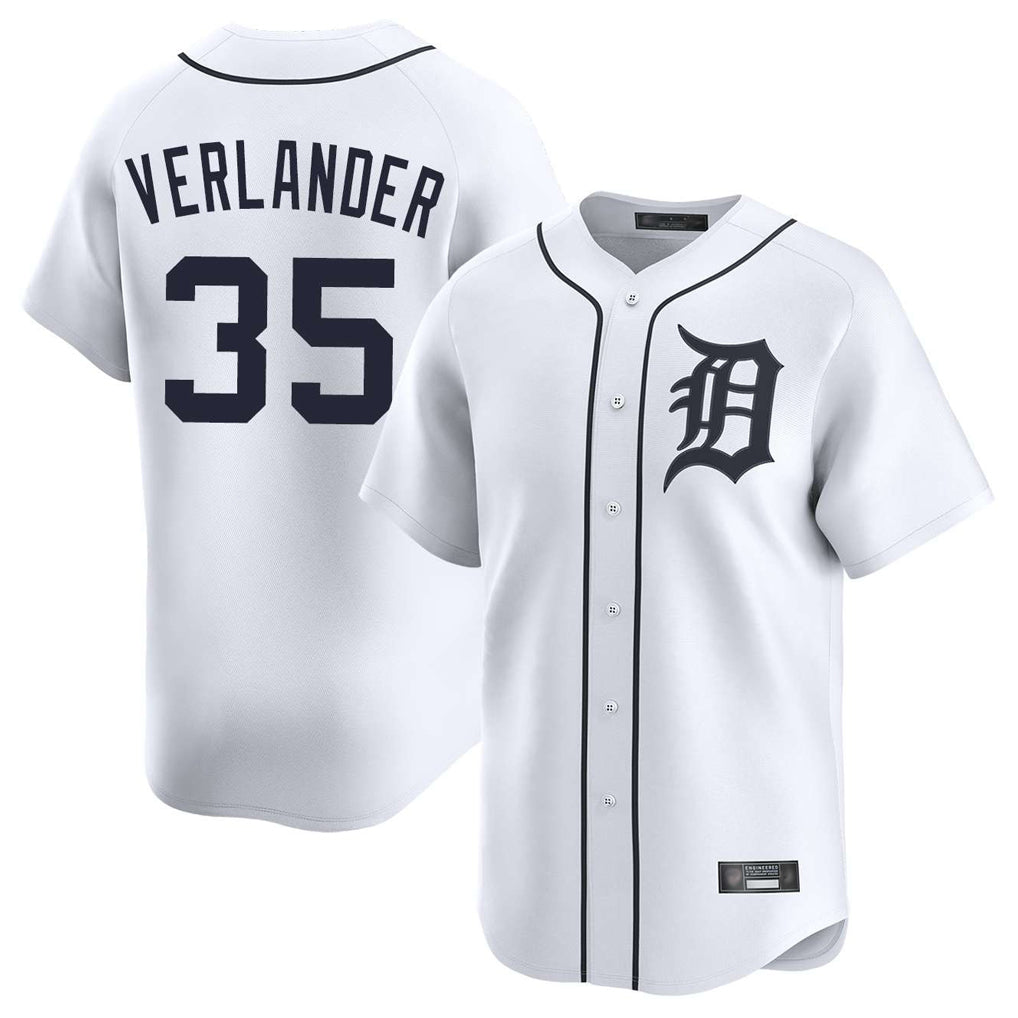 Crovyle D.Tigers #35 Justin Verlander Player White Home Limited Stitched Jerseys