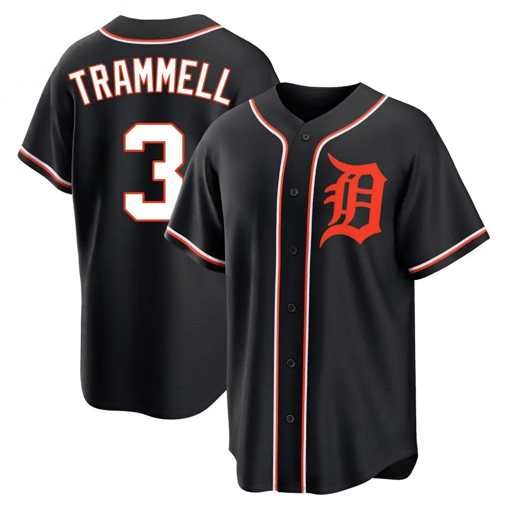 Crovyle D.Tigers #3 Alan Trammell Player Black Fashion Out Home Game Stitched Jerseys