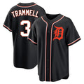 Crovyle D.Tigers #3 Alan Trammell Player Black Fashion Out Home Game Stitched Jerseys