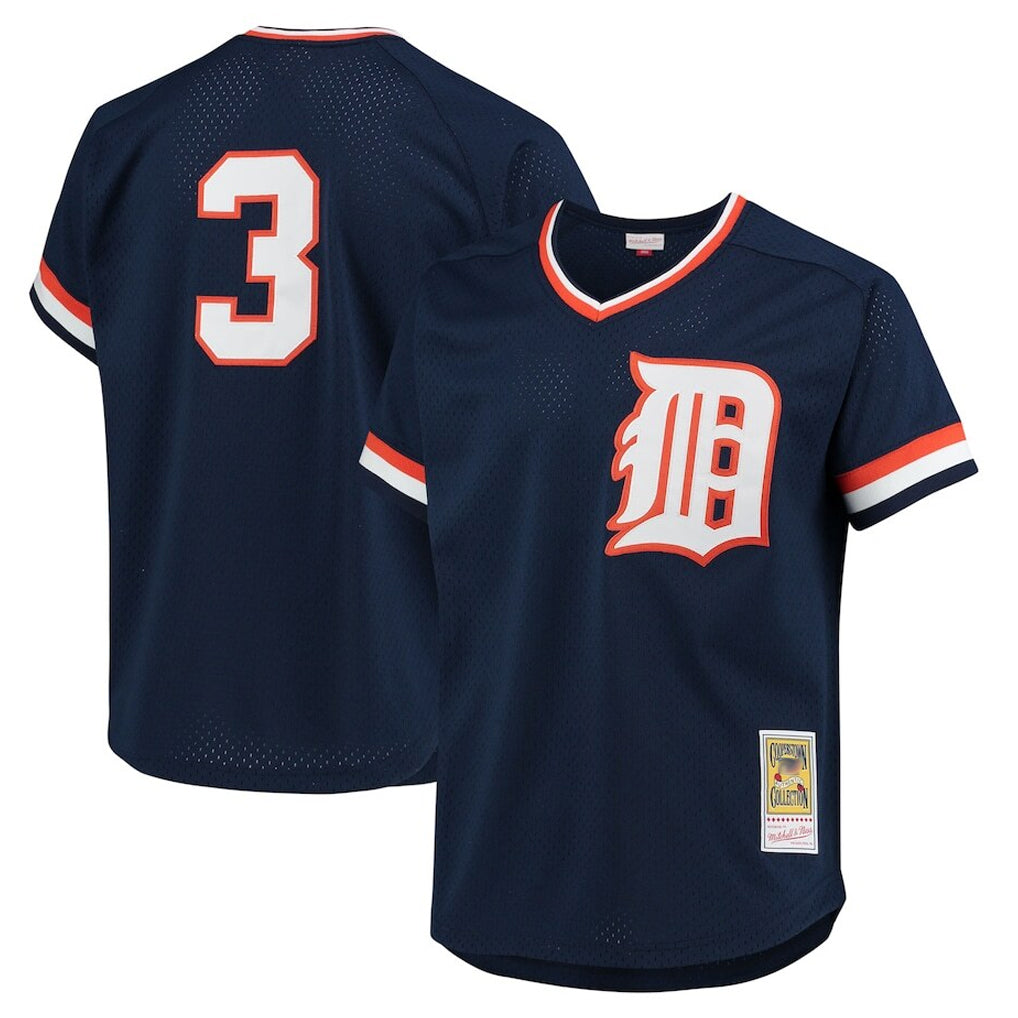 Crovyle D.Tigers #3 Alan Trammell Player Mitchell & Ness Navy 1984 Mesh Batting Practice  T-shirt Stitched Jerseys