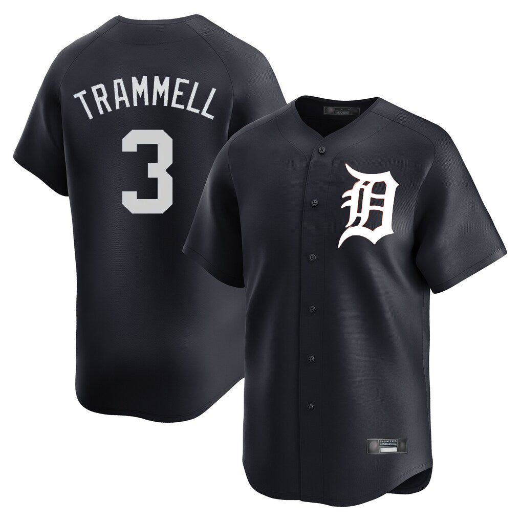 Crovyle D.Tigers #3 Alan Trammell Player Navy Home Limited Game Stitched Jerseys