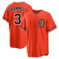 Crovyle D.Tigers #3 Alan Trammell Player Orange Home Game Stitched Jerseys