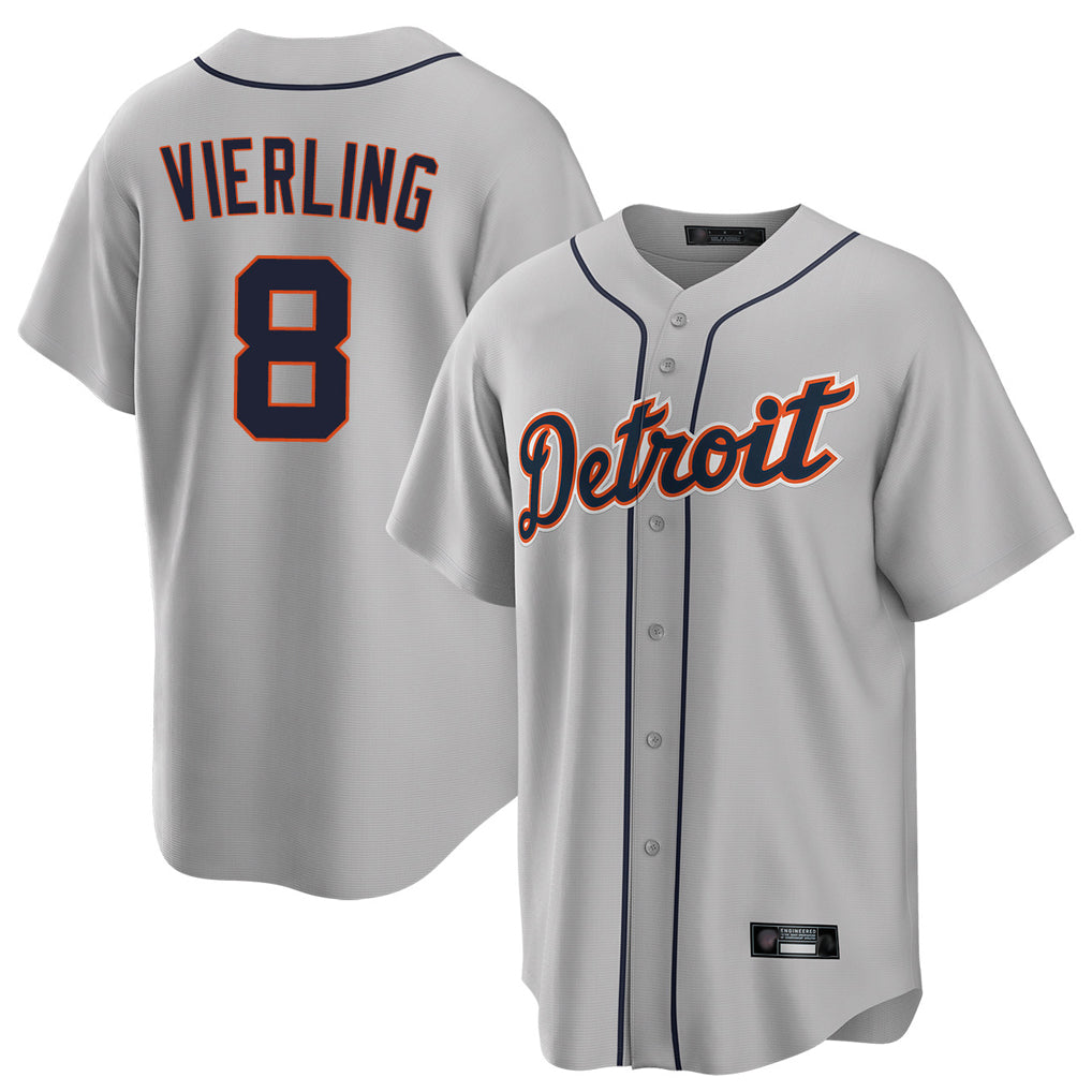 Crovyle D.Tigers #8 Matt Vierling Player Gray Home Game Stitched Jerseys