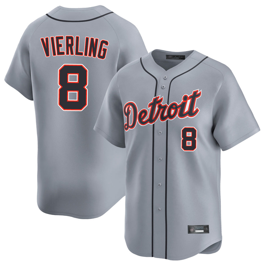 Crovyle D.Tigers #8 Matt Vierling Player Gray Home Limited Stitched Jerseys