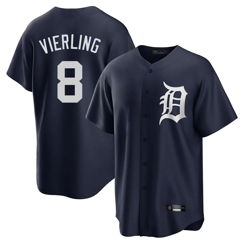 Crovyle D.Tigers #8 Matt Vierling Player Navy Game Home Stitched Jerseys