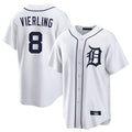 Crovyle D.Tigers #8 Matt Vierling Player White Home Game Stitched Jerseys