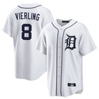 Crovyle D.Tigers #8 Matt Vierling Player White Home Game Stitched Jerseys