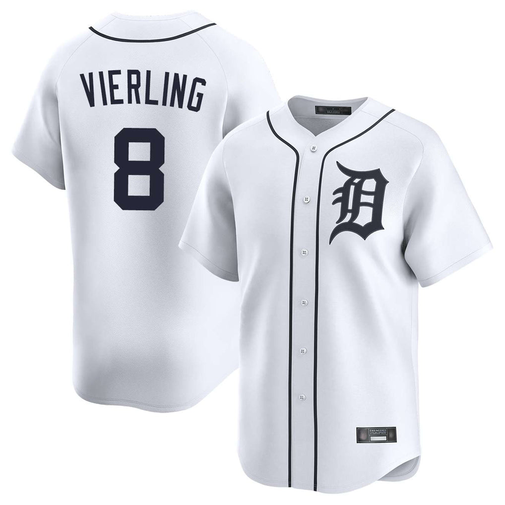 Crovyle D.Tigers #8 Matt Vierling Player White Home Limited Stitched Jerseys